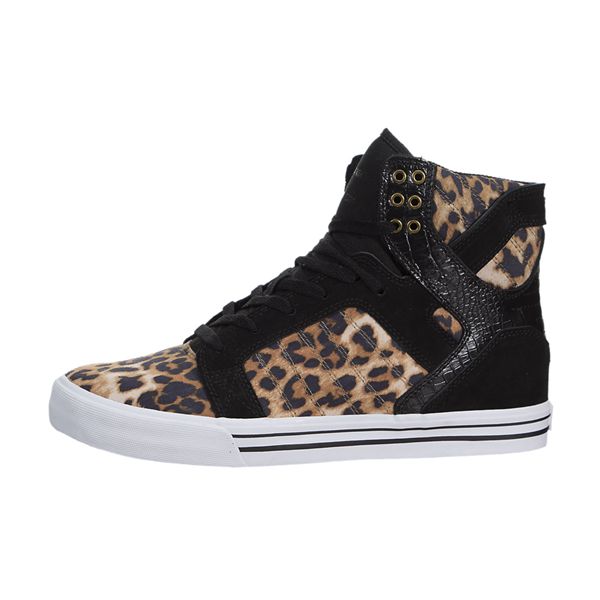 Supra Womens SkyTop High Top Shoes - Leopard Black | Canada G6683-9Q44